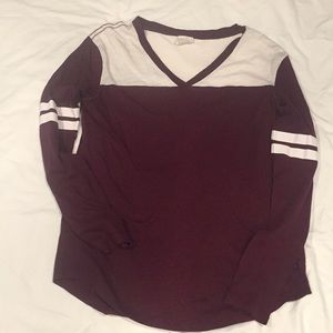 Victorias Secret PINK maroon white long sleeved t